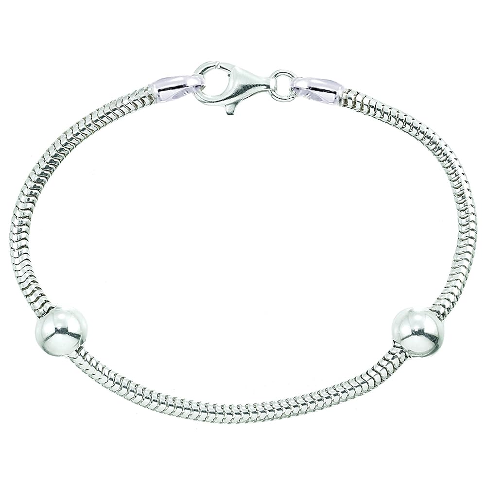 アクセサリー Silver Beaded Bracelet / Medium Sterling Silver Beaded Bracelet: Minimalist 925 Ball Chain